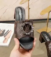 nouvelle collection louis vuitton pour mulher slipper leather diamond buckle brown